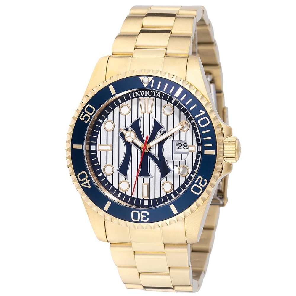 Invicta 49858 Pro Diver MLB New York Yankees Watch 43mm Gold Tone NEW Box